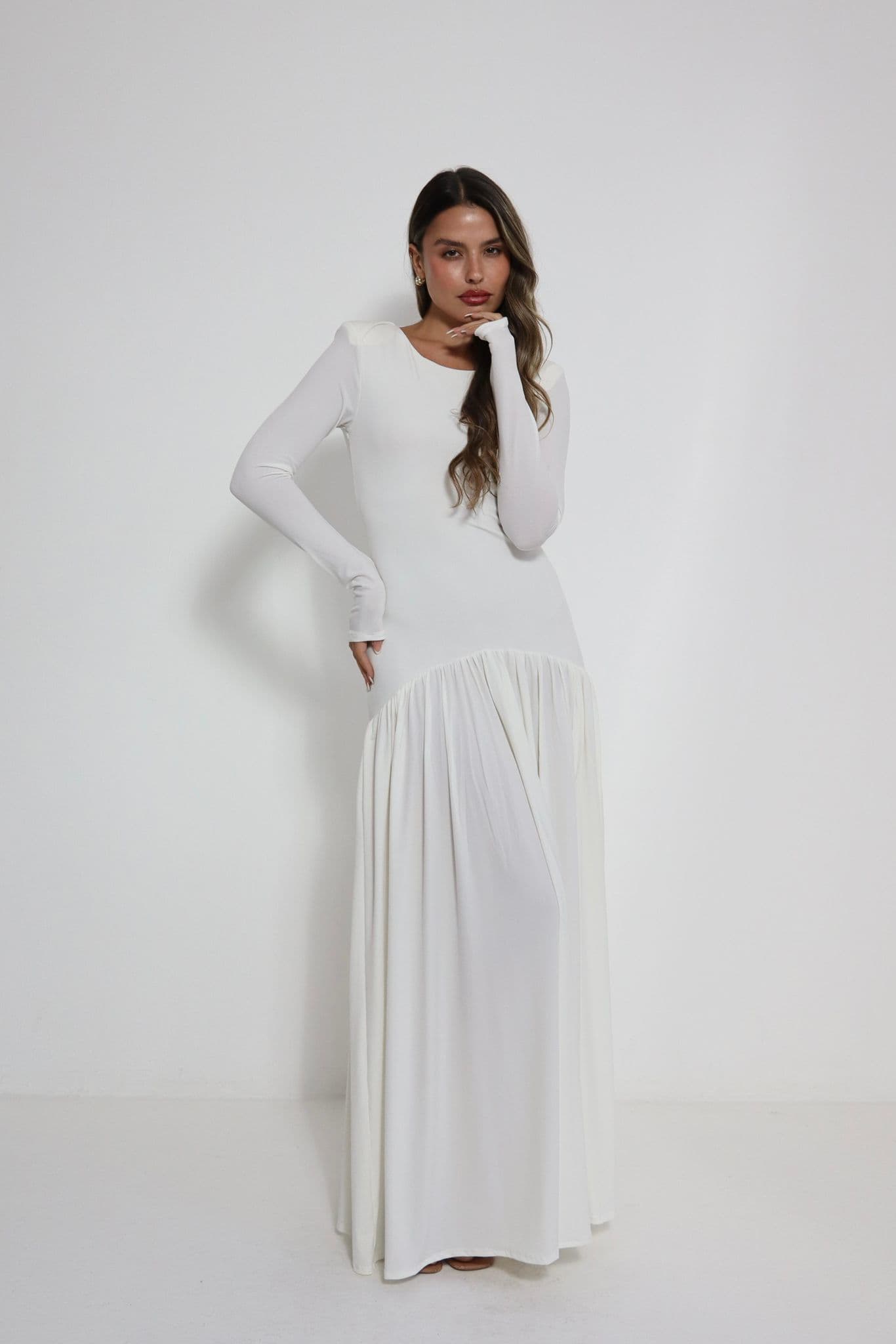 Draped Column Dress — Stone